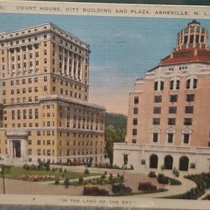 Postkarte Öffnet das Gebäude und der Platz von Asheville in North Carolina