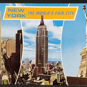 Cartão postal vintage com pontos turísticos de Nova York: lembrança de viagem para Nova York