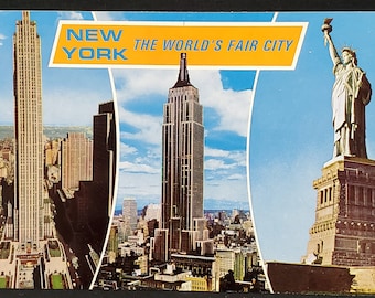 Postal antigua de lugares emblemáticos de Nueva York: recuerdo de viaje de la ciudad de Nueva York