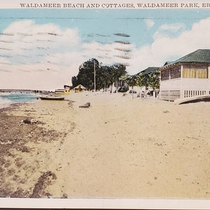 Briefkaart PA Waldameer Strand en Plattelandshuisjes Waldameer Pari Erie Pennsylvania