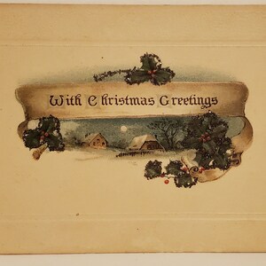 PostKaart Vakantie Kerst Met Kerstgroeten EMBOSSED 1918