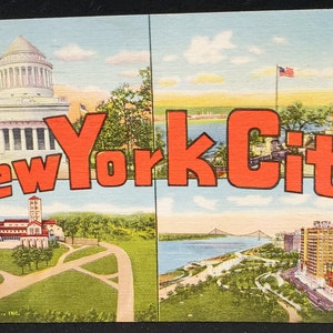 Postcard NY Big Letter Multiview New York City New York Curteich 1943