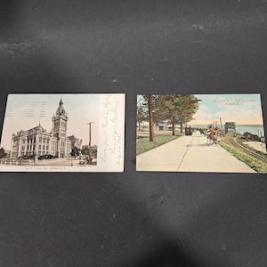 Conjunto de cartões postais NY City & County Hall, The Front NY Central Bridge, Buffalo, Nova York