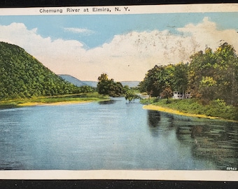 Postcard NY Chemung River at Elmira New York