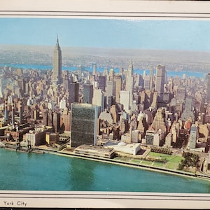 Cartão panorâmico vintage de Nova York: itens efêmeros do horizonte da cidade de Nova York