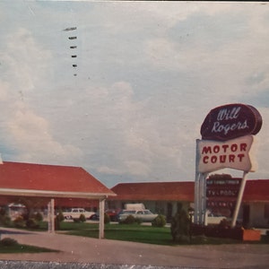 Publicidade em cartão postal Will Rogers Motor Court Claremore Oklahoma