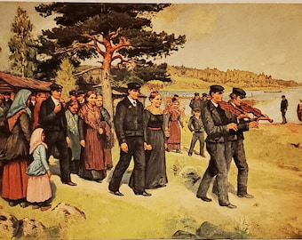 Post Card Finland Ikaali Wedding Procession by Felix Frang 1862-1932