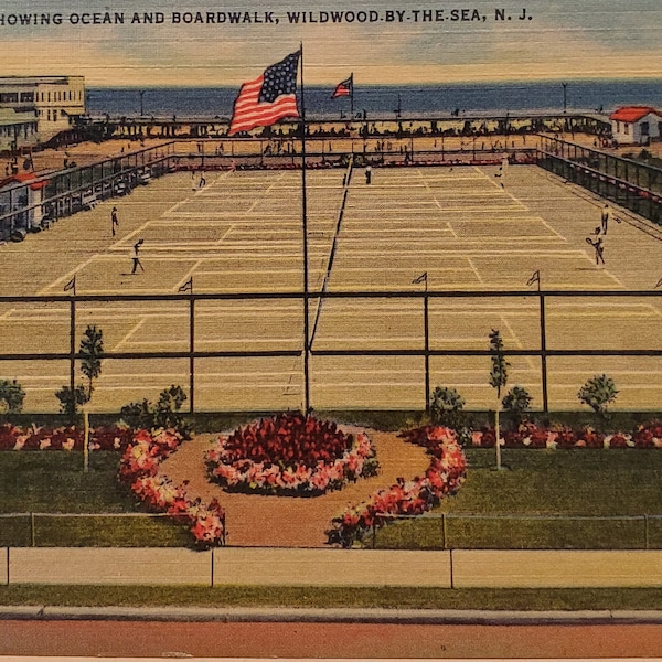 Post Card NJ Fox Park Showing Ocean and Boardwalk Wildwood by the Sea New Jersey