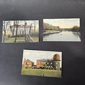 Jeu de cartes postales NY Schuyler Mansion, Dudley Observatory, The Lake at Washinton Park, Albany New York