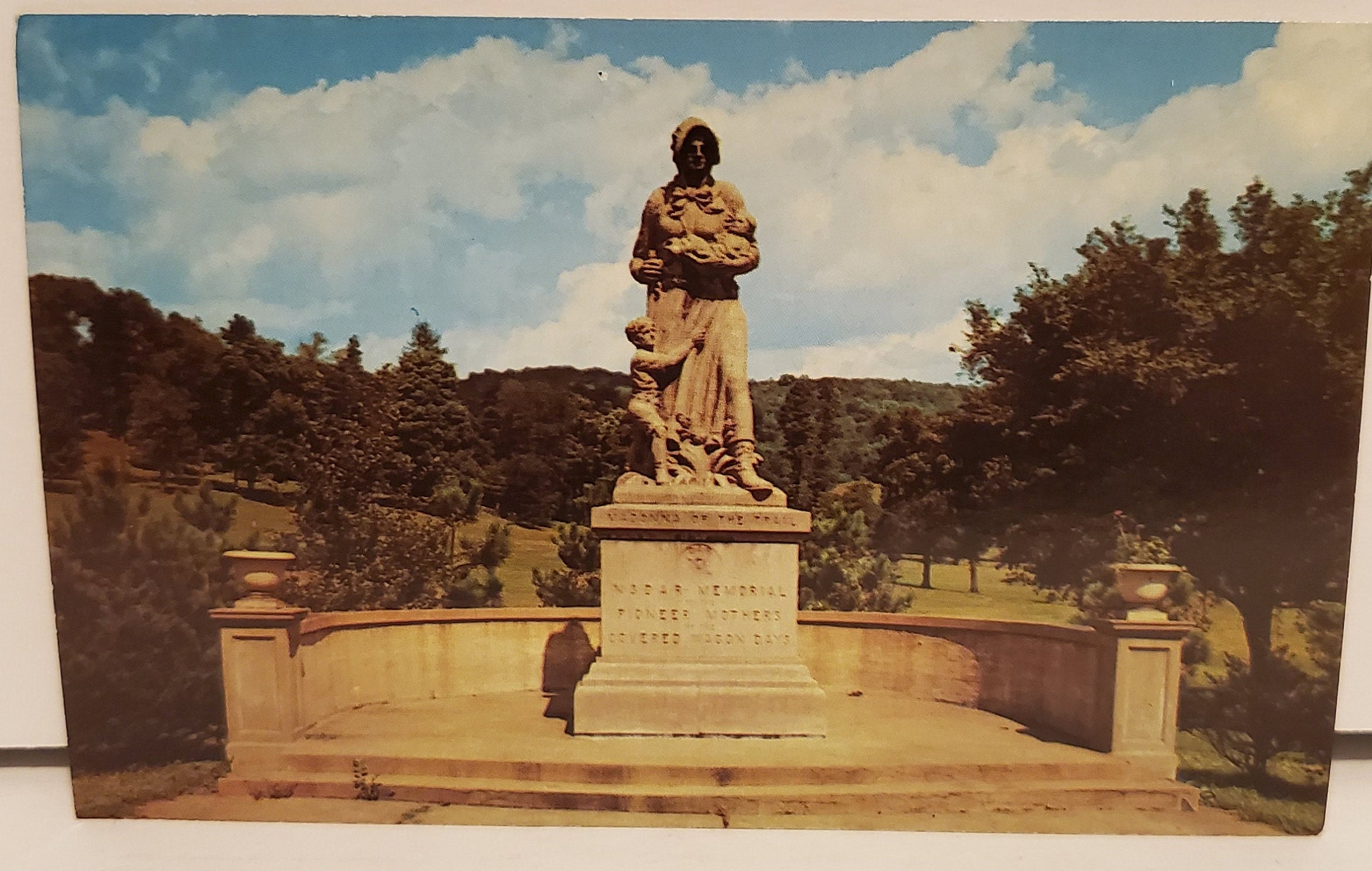 Post Card WV Madonna of the Trail near Wheeling West Virginia