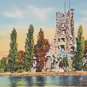 Cartolina NY Alster Tower Heart Island Thousand Islands New York Curteich Linen