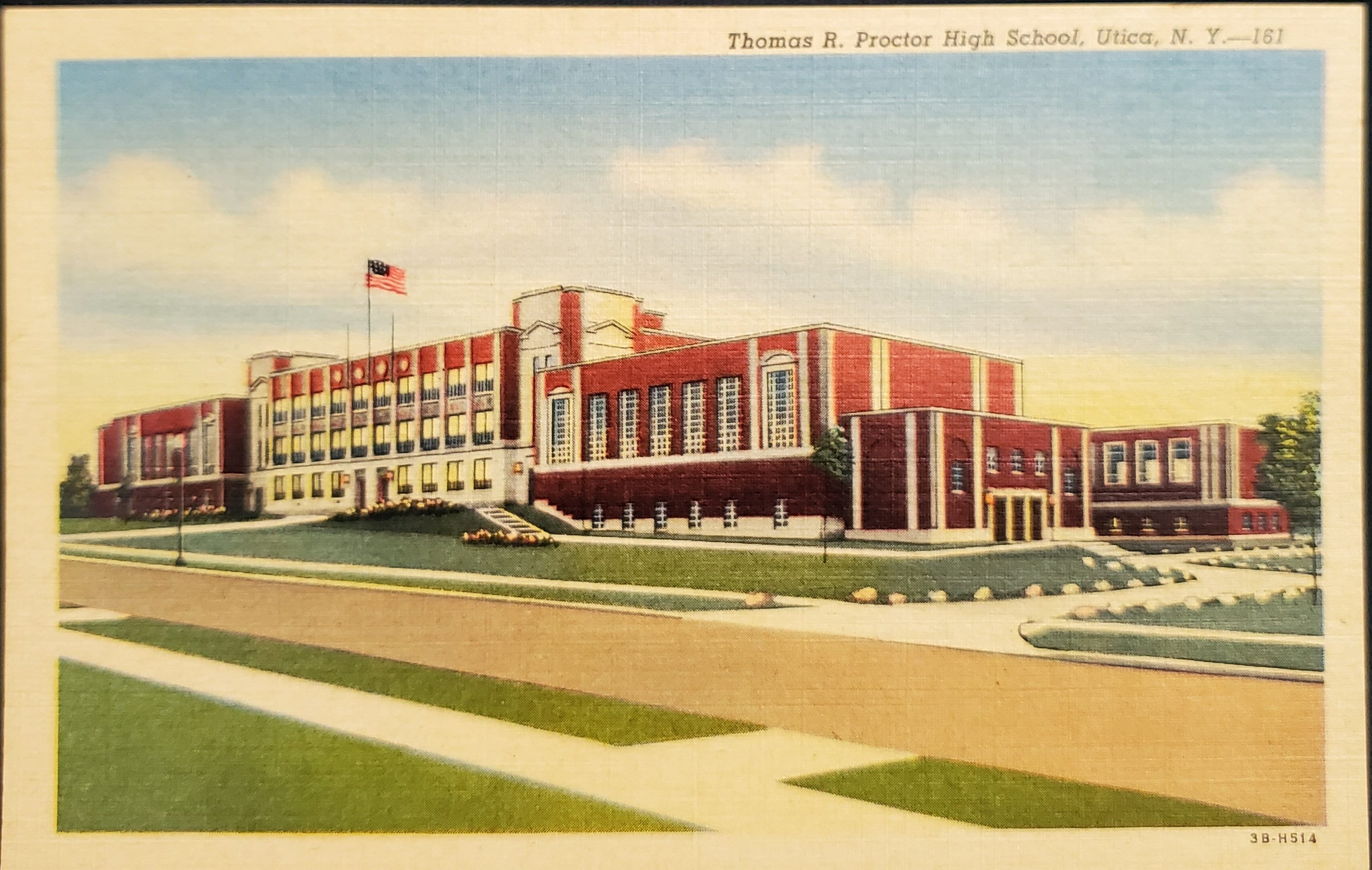 Postal NY Thomas R Proctor High School secundaria Utica Nueva York