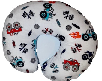 Minky Nursing Pillow Cover. Car Rally Cuddle front and back same print. Nursing Pillow. Boy or Girl Nursing Pillow. Sporty. Free Shipping.