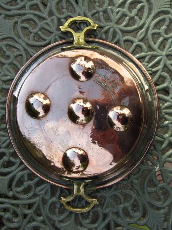 Antique French Copper Egg Poacher / Escargot Pan – 27cm / 10.6" Diameter