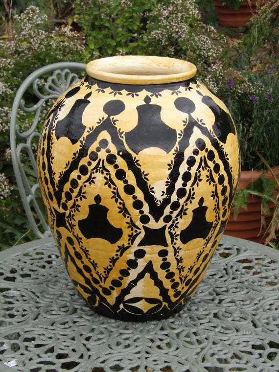 Large Vintage Terracotta Floor Vase Amphora Style