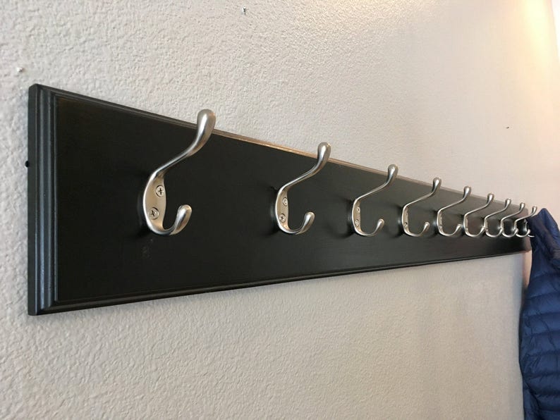 Wall Mounted Coat Rack Stained Wood 5 7 Or 10 Hooks