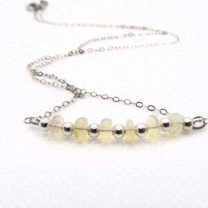 Ethiopian Opal Bar Necklace, October Birthstone, Gemstone Necklace, Dainty Chain  Necklace, Opal Jewelry, Minimalist, Bohemian, Gift for Her