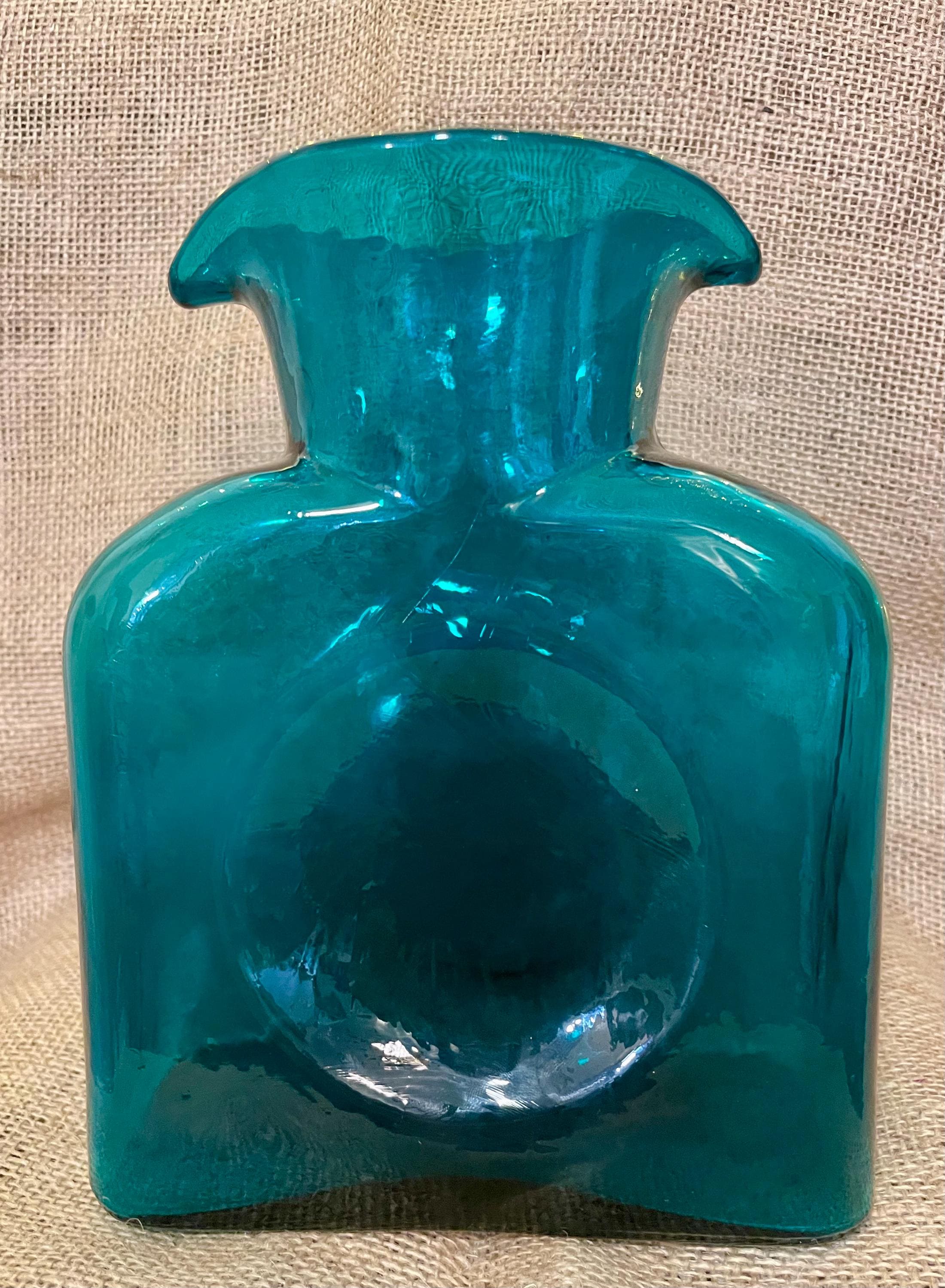 Vintage Green Glass Water Bottle - Etsy