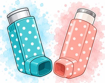 Medical Stickers: 2-Pack Die-Cut Inhaler Decals, Matte Vinyl, White Border