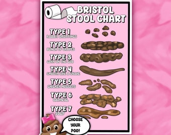 Pink Bristol Stool Chart Sticker: Funny Medical Humor Decor