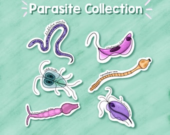 Parasite Stickers, Biology Science Decals, Waterproof Collection