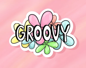 Groovy Flower Power Sticker: 60s 70s Style Matte Vinyl Decal