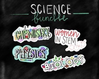 Science Sticker Bundle, Chemistry Sticker, Physics Sticker, Biology Sticker, Women in STEM, Steminist, Science Teacher Stickers, Premed