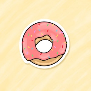 Pink Frosted Donut Sticker: Waterproof Vinyl Decal