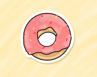 Pink Frosted Donut Sticker: Waterproof Vinyl Decal