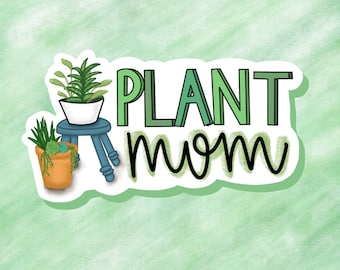 Plant Mom Sticker: Potted Plant Decal for Laptop
