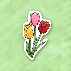 Tulips Sticker: Waterproof Spring Floral Decal