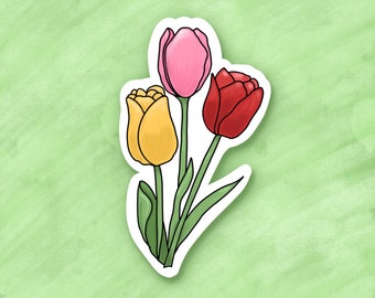Tulips Sticker: Waterproof Spring Floral Decal