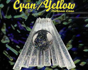 Cyan/Yellow - Dichroic Cane - Borosilicate Glass