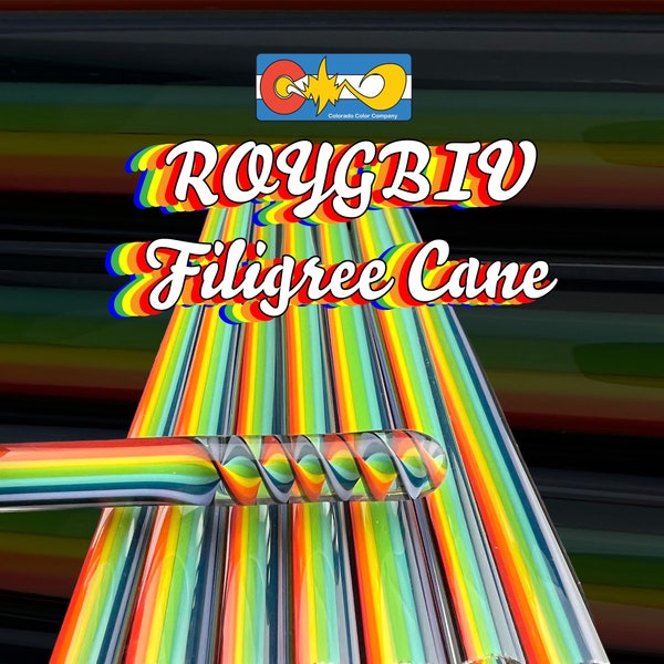 ROYGBIV - Filigree Cane - Borosilicate glass  - COE 33