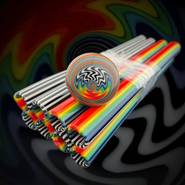 Rainbow Zebra - Vac Stack - Colored Borosilicate Glass Tubing - COE 33 - Linework