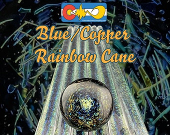 Blue/Copper Rainbow - Dichroic Cane - Borosilicate Glass - COE33