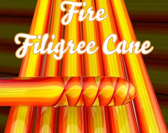 Fire Cane - Filigree Cane - Borosilicate glass - COE 33