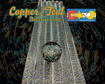Copper/Teal - Dichroic Cane - Borosilicate Glass