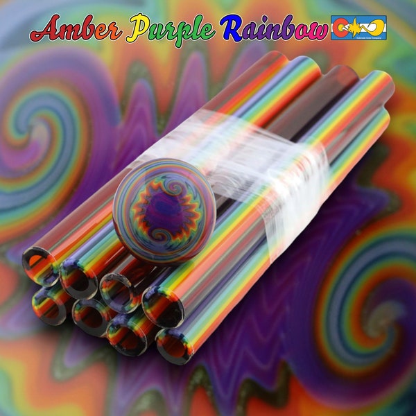 Amber Purple to Rainbow - Vac Stack - Colored Borosilicate Glass Tubing - COE 33 - Linework
