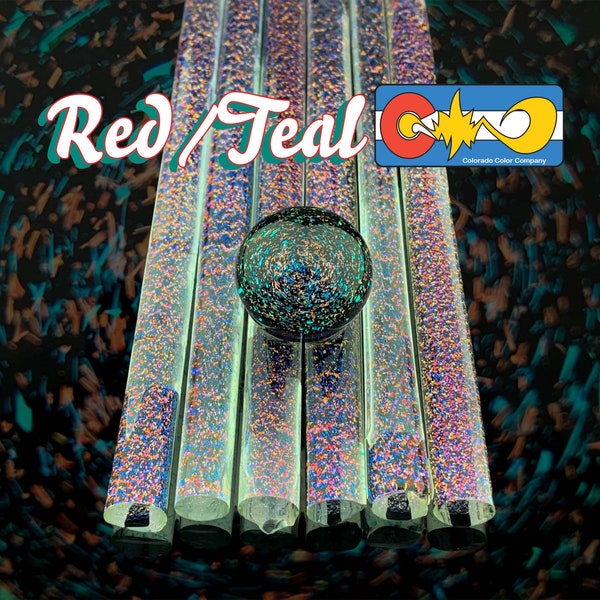 Red/Teal - Dichroic Cane - Borosilicate Glass