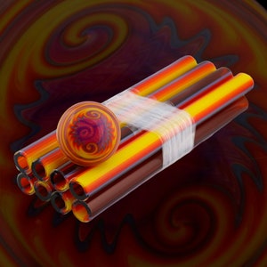 Amber Purple to Fire - Vac Stack - Colored Borosilicate Glass Tubing - COE 33 - Linework