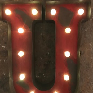 LED Galvanised Steel Metal Industrial Retro Vintage Red Peeling Paint Alphabet Letters A to Z image 10