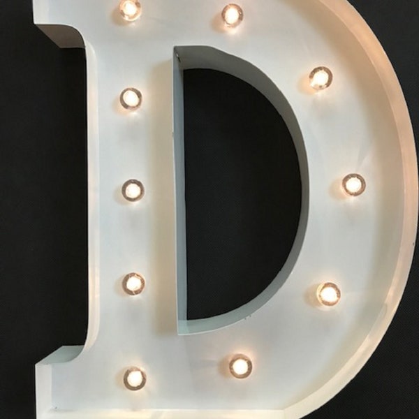 LED Carnival Circus Light Up Alphabet Letter D - All Metal Large 33 cm Wall or Free Standing