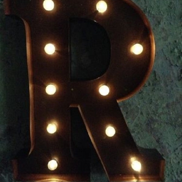 LED Carnival Circus Light Up Alphabet Letter R - All Metal Large 33 cm Wall or Free Standing