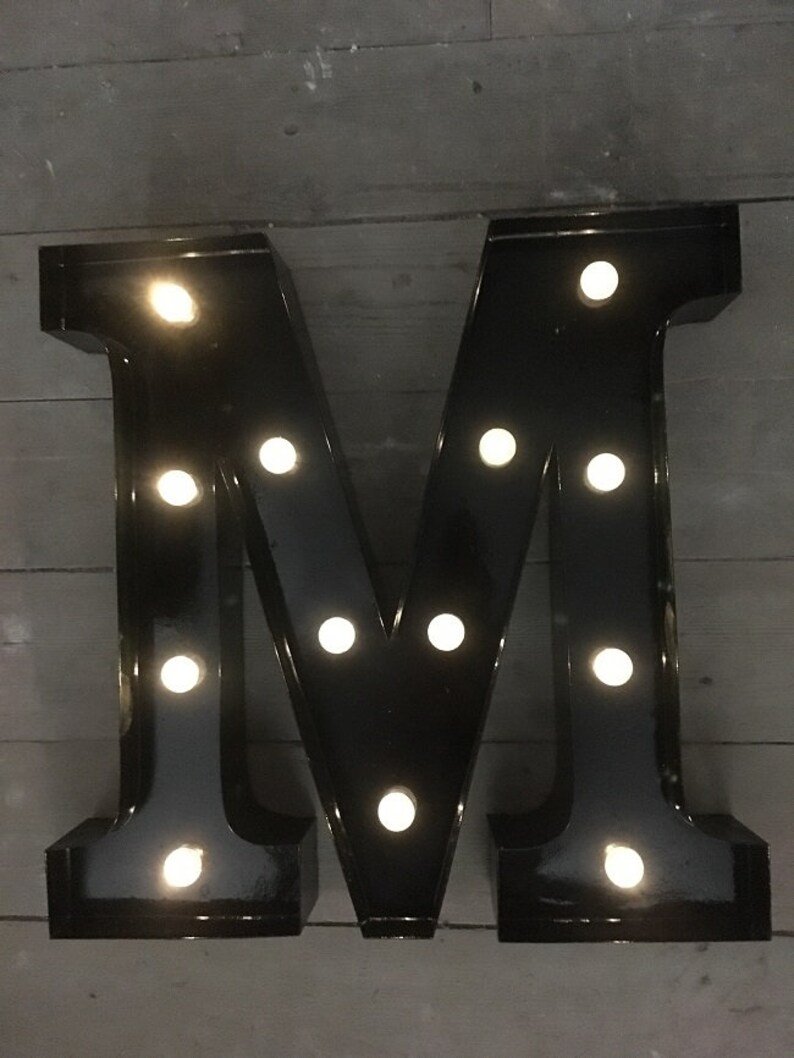 LED Black Light Up Alphabet Letter M All Metal Large 33 cm Etsy