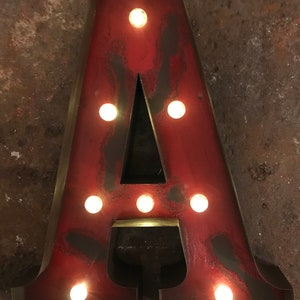 LED Galvanised Steel Metal Industrial Retro Vintage Red Peeling Paint Alphabet Letters A to Z image 7