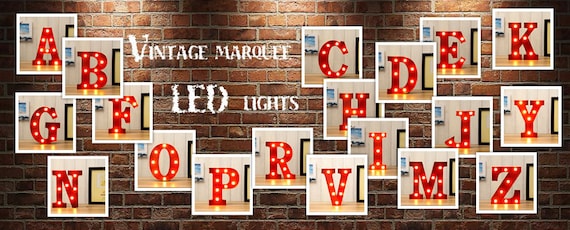 WALL OR FREE STANDING 13INCH LED LIGHT CARNIVAL CIRCUS RED METAL WORD BAR
