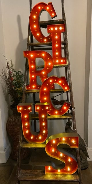 Sale of Vintage Circus Fairground Large 33 cm. Metal LED Alphabet Letters