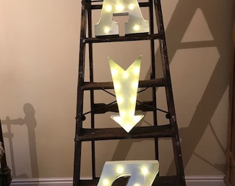 Sale of LED White Metal Letters Alphabet + Symbols -33cm Wall Hanging / Free Standing