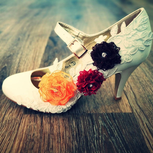 Autumn Fall theme wedding bridal Mary Jane court shoes